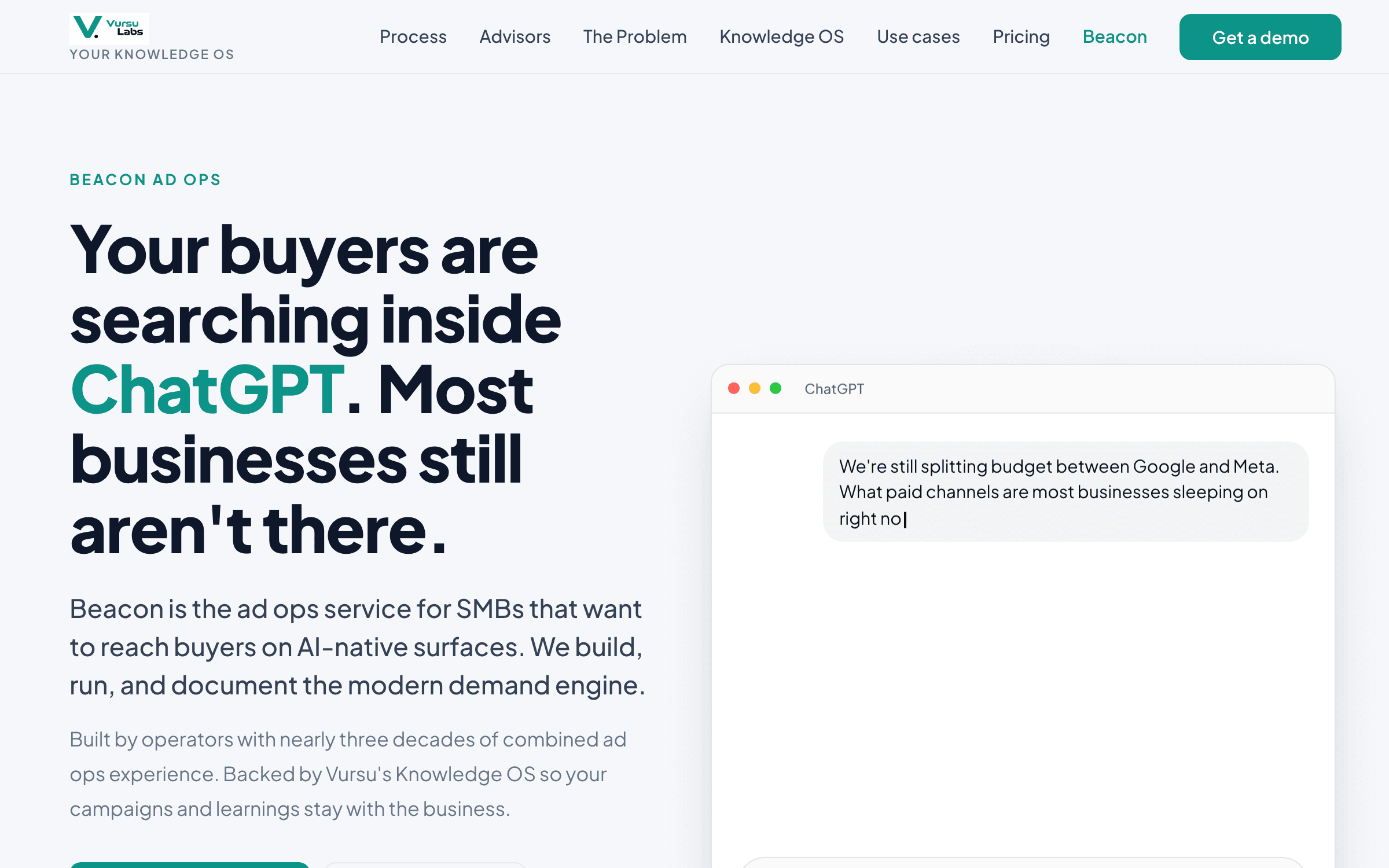 Beacon's dashboard for campaigns running on AI-native surfaces.
